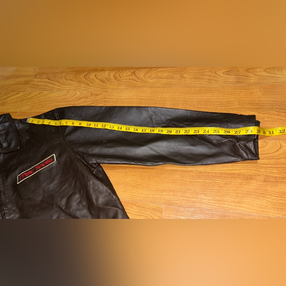 Mac Tools Brown Leather Jacket Medium Patch Rare … - image 2